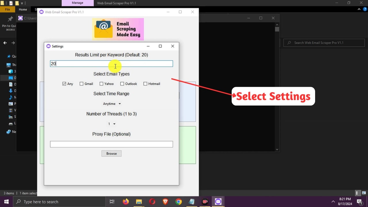 Select Settings